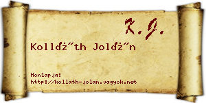 Kolláth Jolán névjegykártya