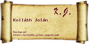 Kolláth Jolán névjegykártya